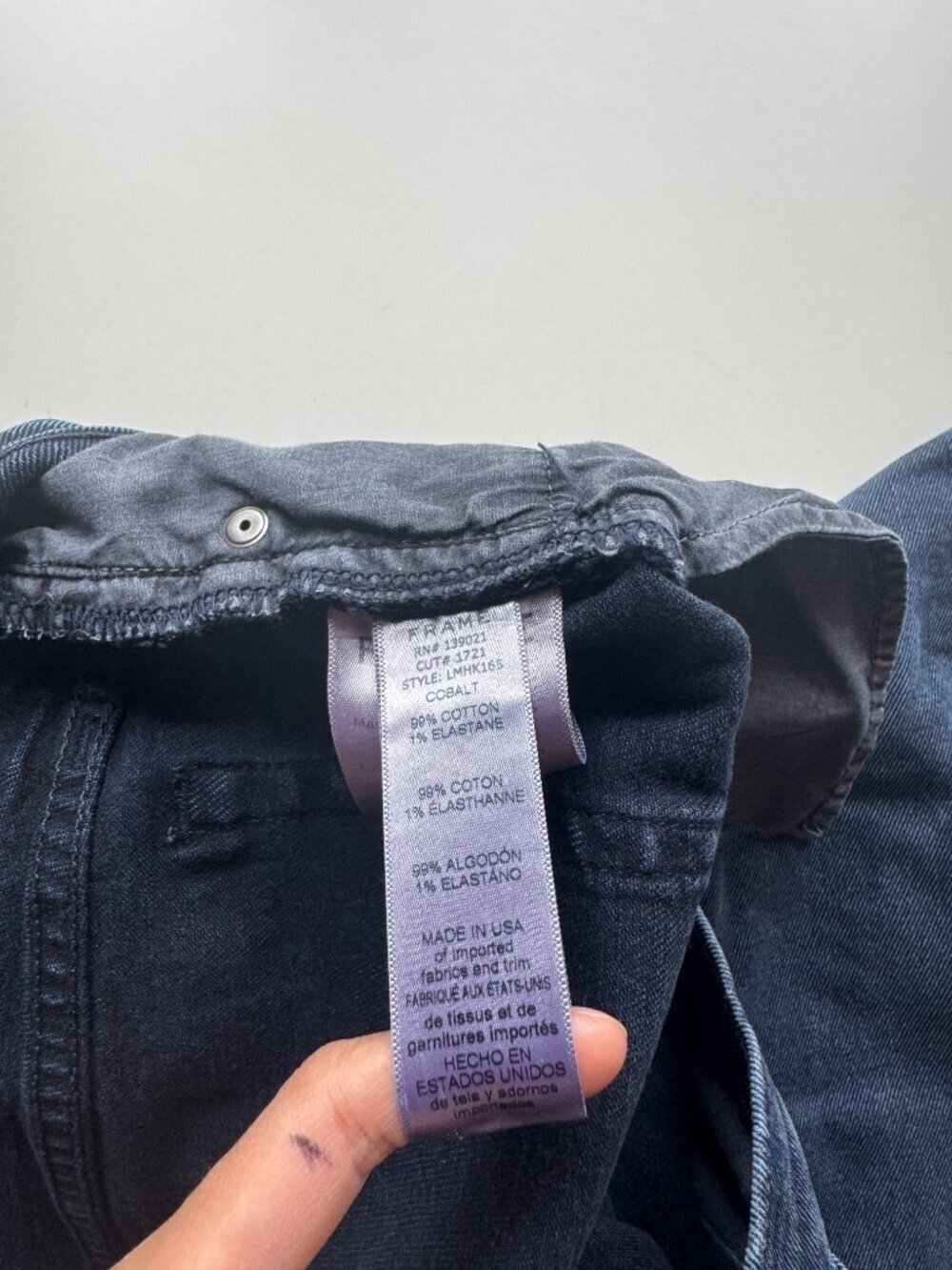 FRAME L'Homme Skinny Cobalt Dark Rinse Mid Rise Stretch Slim Leg Jeans, Size 30 - Picture 13 of 13